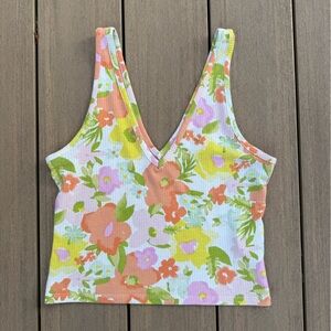 Abound Small Crop Tank Top — Floral Print —Size Small